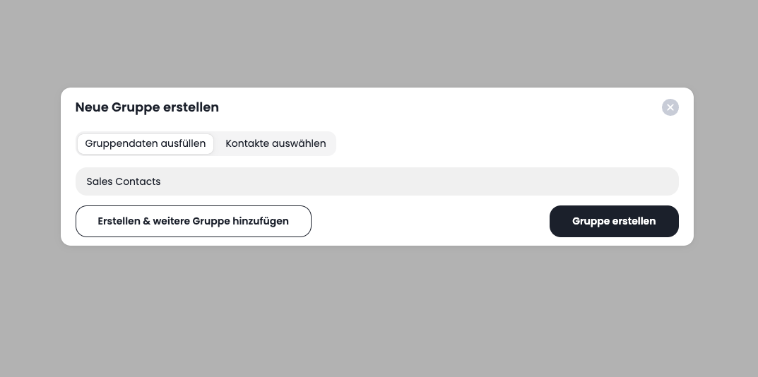 Neue Gruppe im Contacts Add-On erstellen